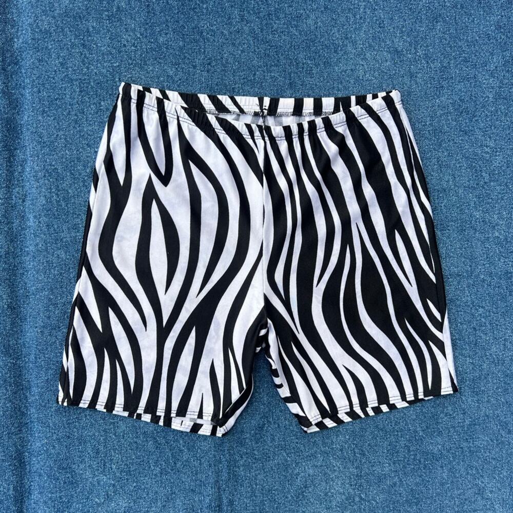 90s zebra animal print spandex bike shorts